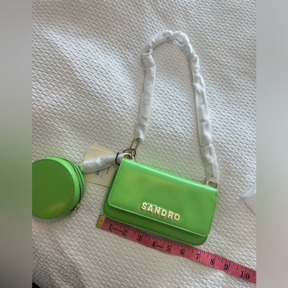 Sandro Vert Pomme Mini Purse Green Chain Strap Women's Bag - Picture 13 of 16